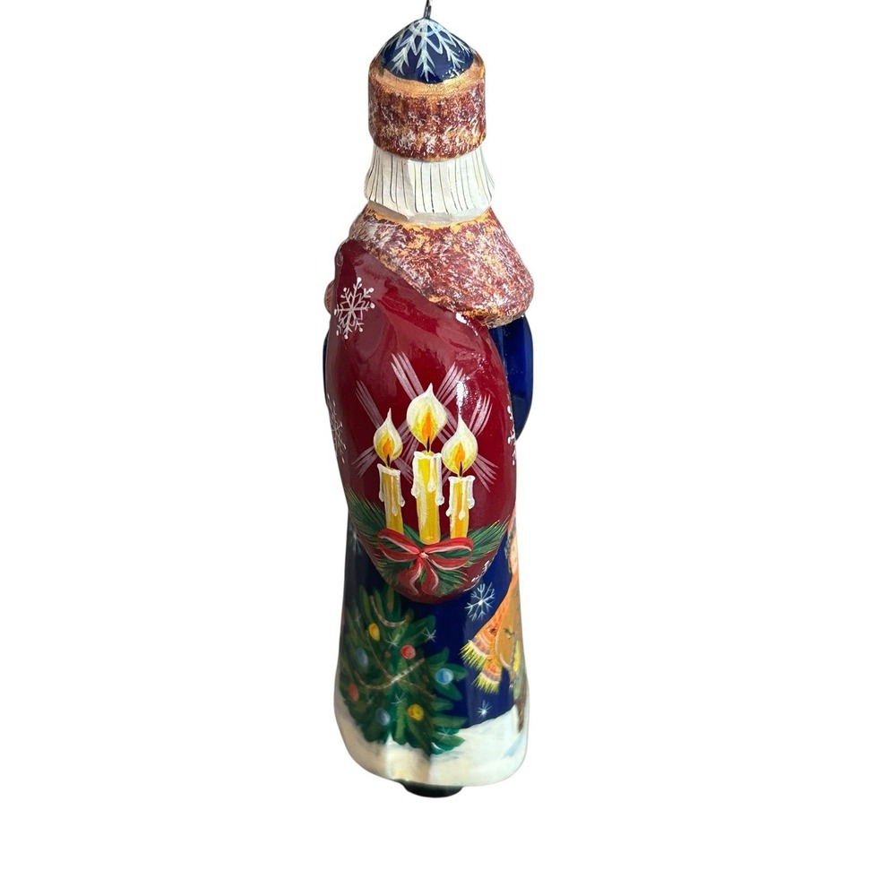 Vintage Russian Hand Carved Painted Santa Ded Moroz Christmas Ornament 5" Figure - Picture 4 of 11